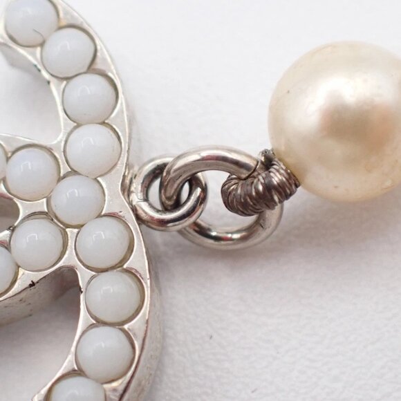 CHANEL CC Logo Imitation Pearl Chain Necklace A12 W White SHW - Picture 8 of 14